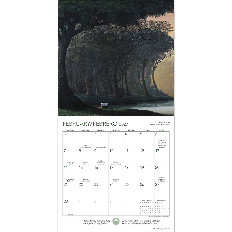 Forest Meditations 2027 Wall Calendar / Meditaciones del Bosque 2027 Calendario