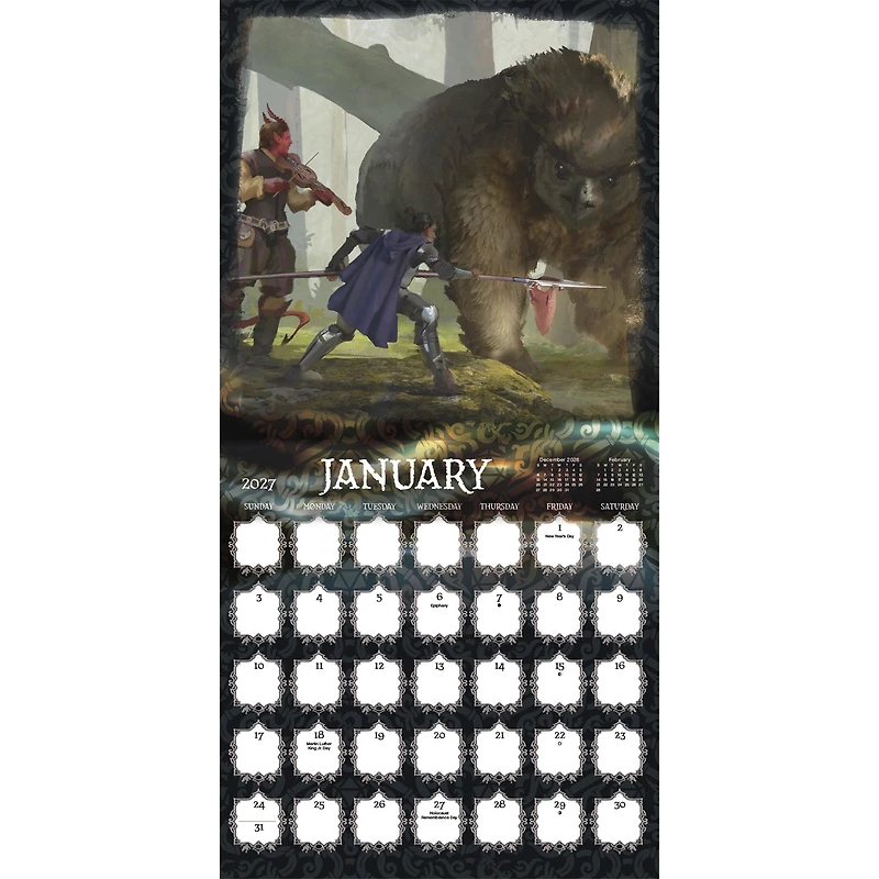 Dungeons and Dragons Classic 2027 Wall Calendar - Online Only
