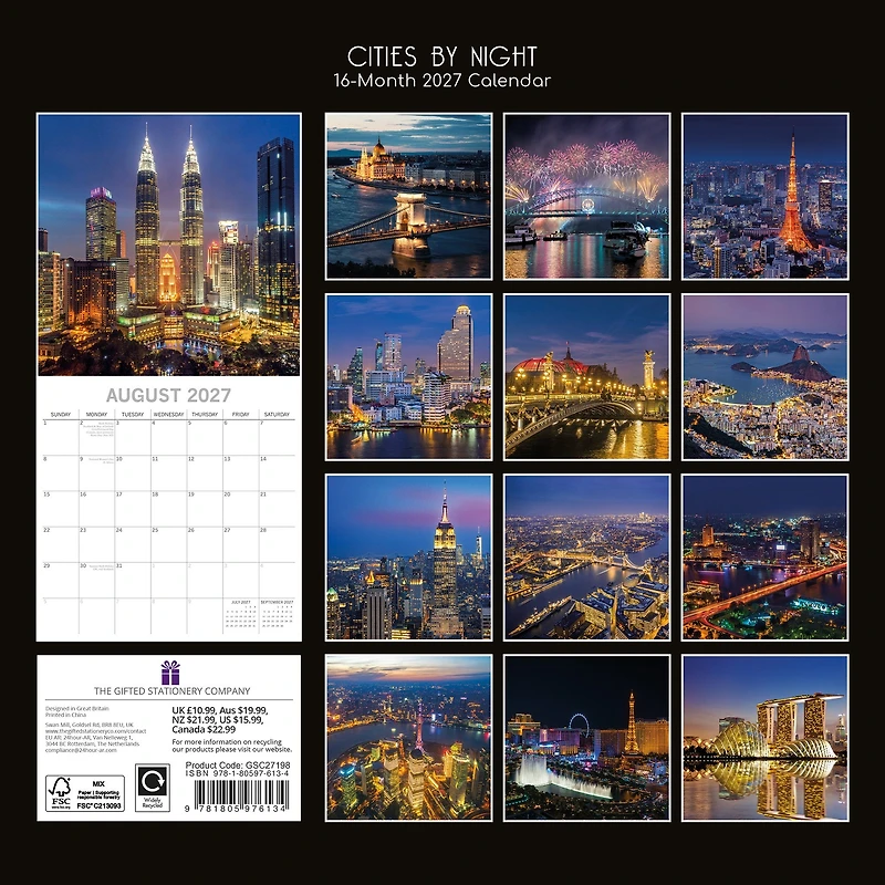 Cities by Night 2027 Wall Calendar