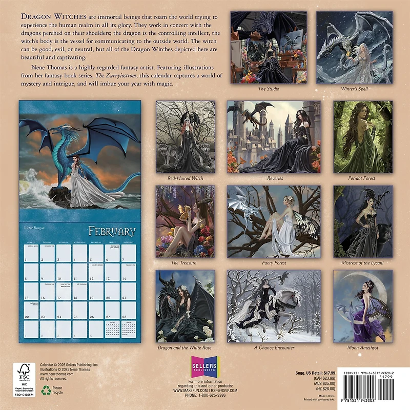 Dragon Witches 2026 Wall Calendar