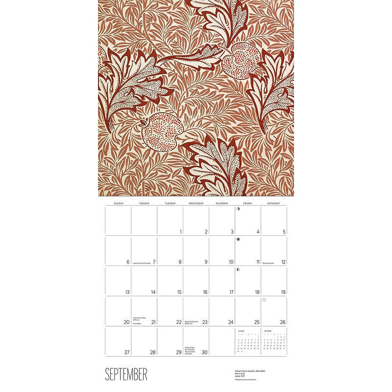 William Morris Arts Crafts Designs 2026 Wall Calendar