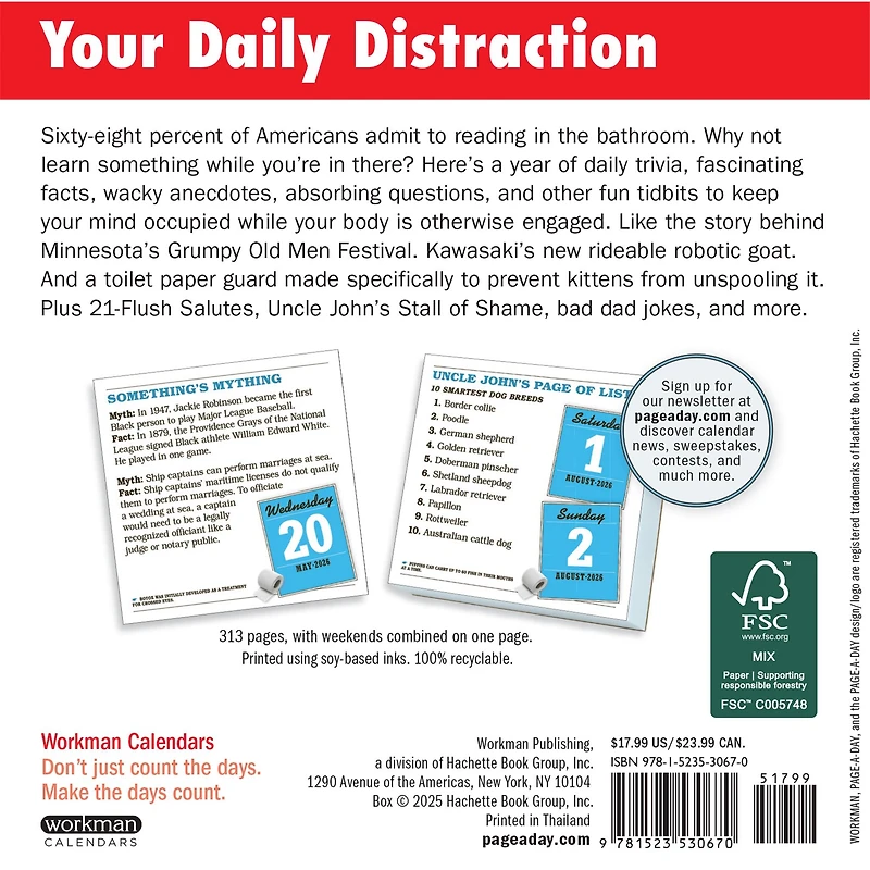 Uncle Johns Bathroom Reader 2026 Box Calendar