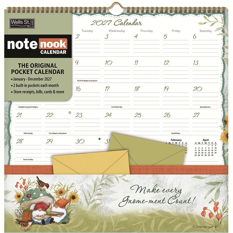 Gnomes Note Nook 2027 Wall Calendar