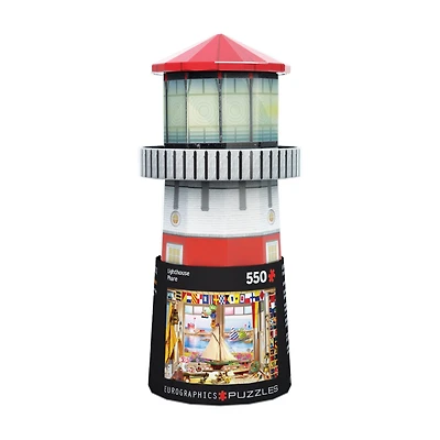 Lighthouse 550 Piece Puzzle in Shaped Tin