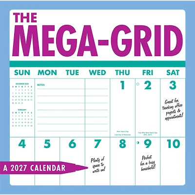 Mega Grid 2027 Wall Calendar