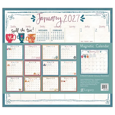 Tea 2027 Mini Magnetic Calendar - Online Only