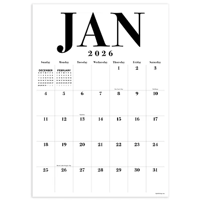Typography 2026 Poster Calendar