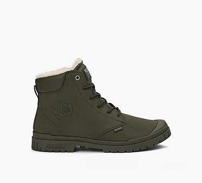 PALLADIUM | BOTTE SP20 CUFF CUIR IMPERMÉABLE À DOUBLURE CHAUDE KHAKI HOMMES