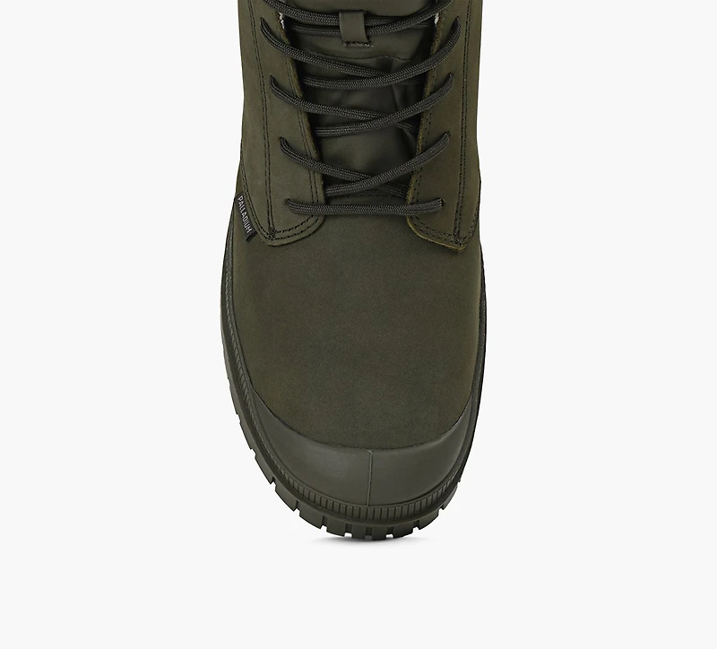 PALLADIUM | BOTTE SP20 CUFF CUIR IMPERMÉABLE À DOUBLURE CHAUDE KHAKI HOMMES