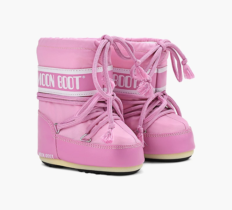 MOON BOOT | BOTTE ICON MINI EN NYLON ROSE PALE BÉBÉ & BAMBIN FILLE