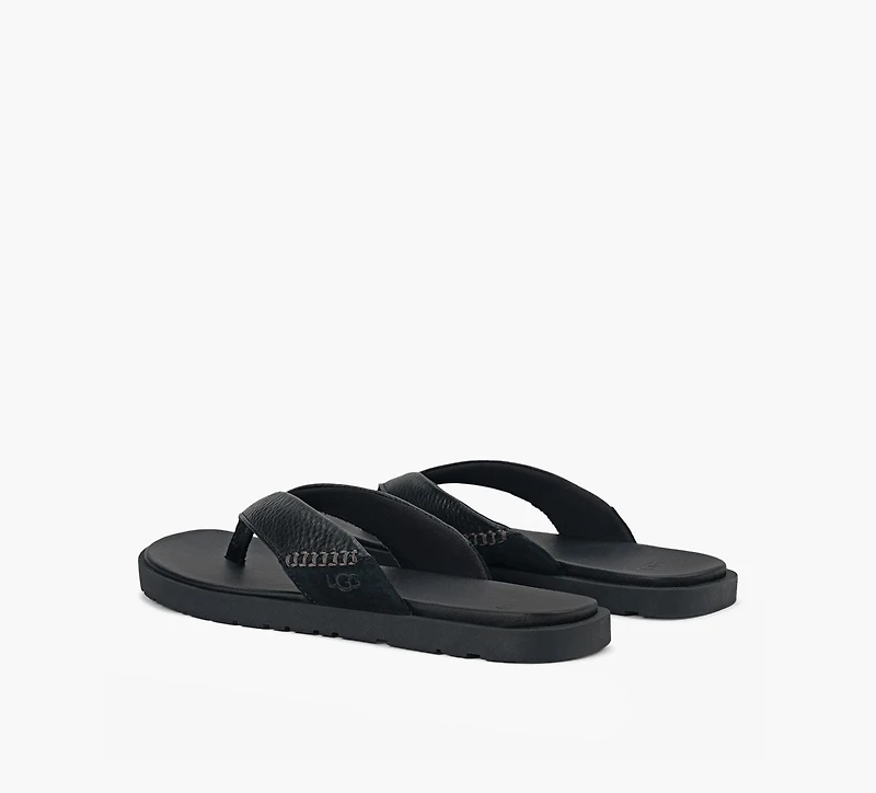 UGG | TONG EN CUIR SEASIDE NOIR HOMMES