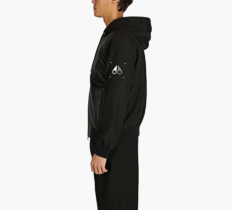 MOOSE KNUCKLES | MANTEAU MIX CUIR RUFUS NOIR HOMMES