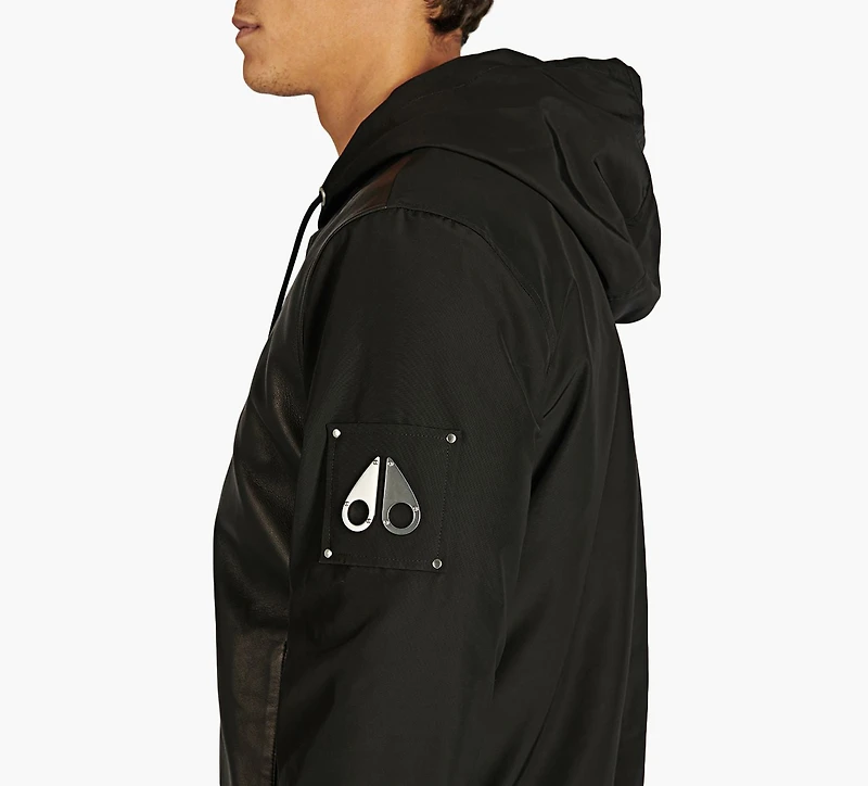 MOOSE KNUCKLES | MANTEAU MIX CUIR RUFUS NOIR HOMMES