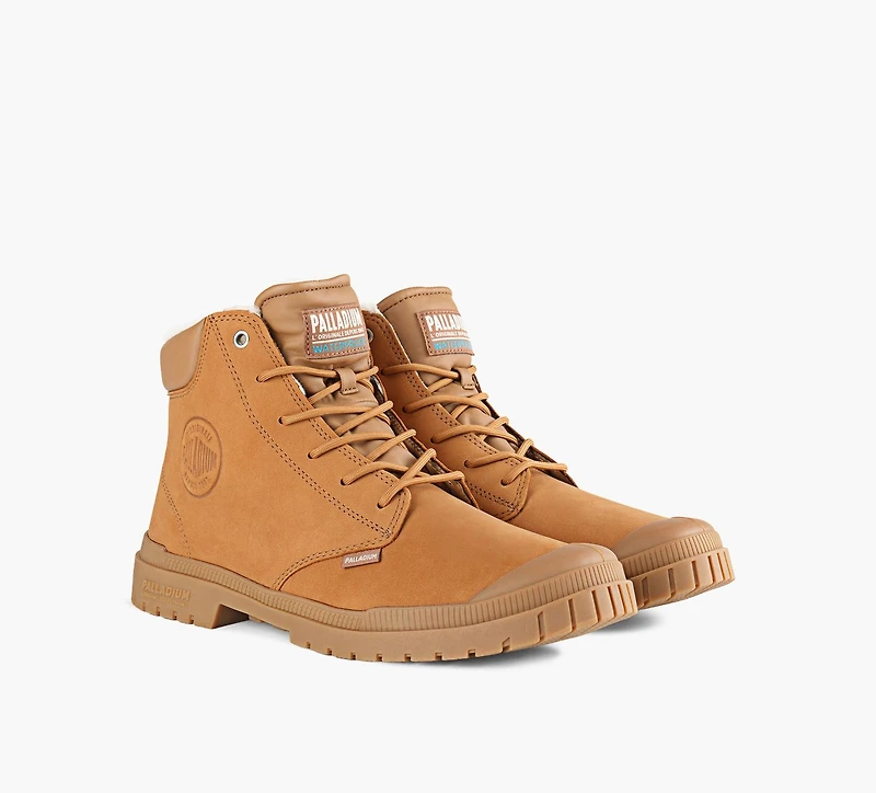 PALLADIUM | BOTTE SP20 CUFF CUIR IMPERMÉABLE À DOUBLURE CHAUDE TAN HOMMES