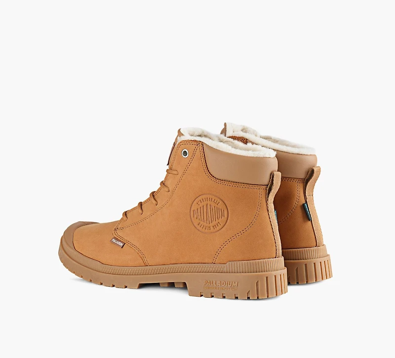 PALLADIUM | BOTTE SP20 CUFF CUIR IMPERMÉABLE À DOUBLURE CHAUDE TAN HOMMES