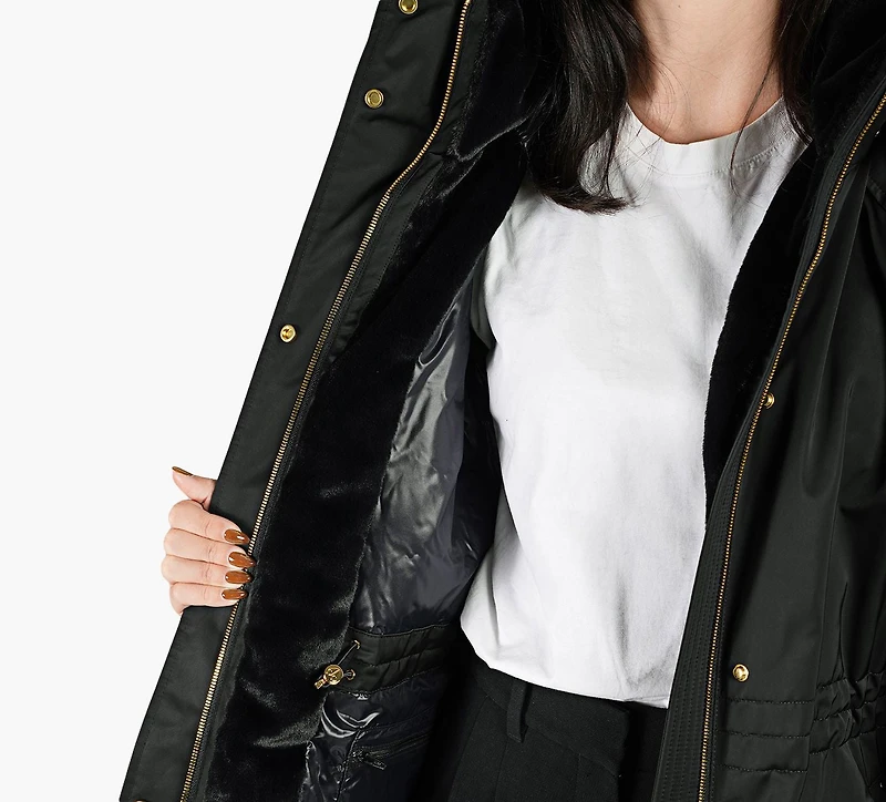 MOOSE KNUCKLES | MANTEAU GOLD SERIES SATIN 3Q  NOIR FEMMES
