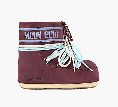 MOON BOOT | BOTTE ICON LOW EN SUÈDE BOURGOGNE FEMMES