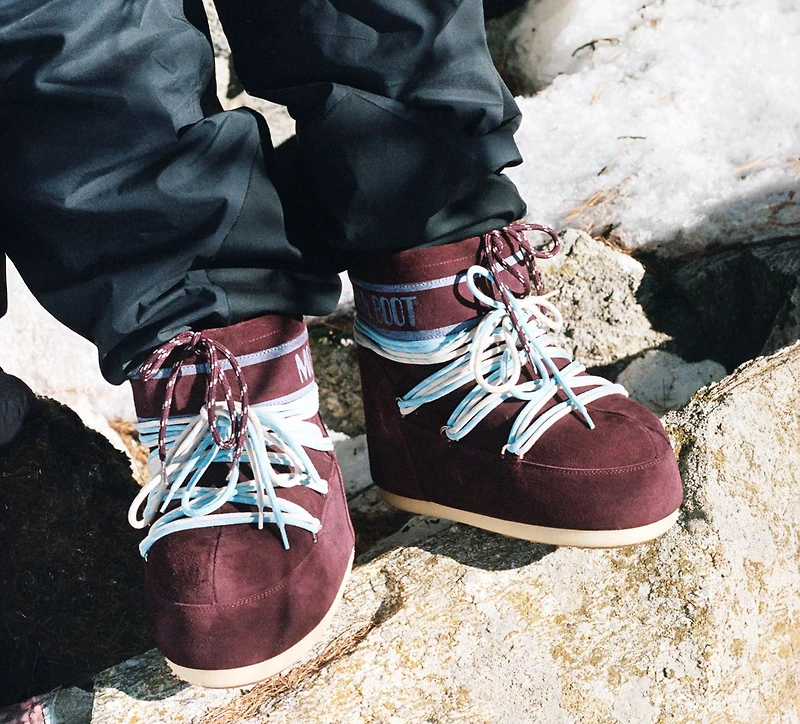 MOON BOOT | BOTTE ICON LOW EN SUÈDE BOURGOGNE FEMMES