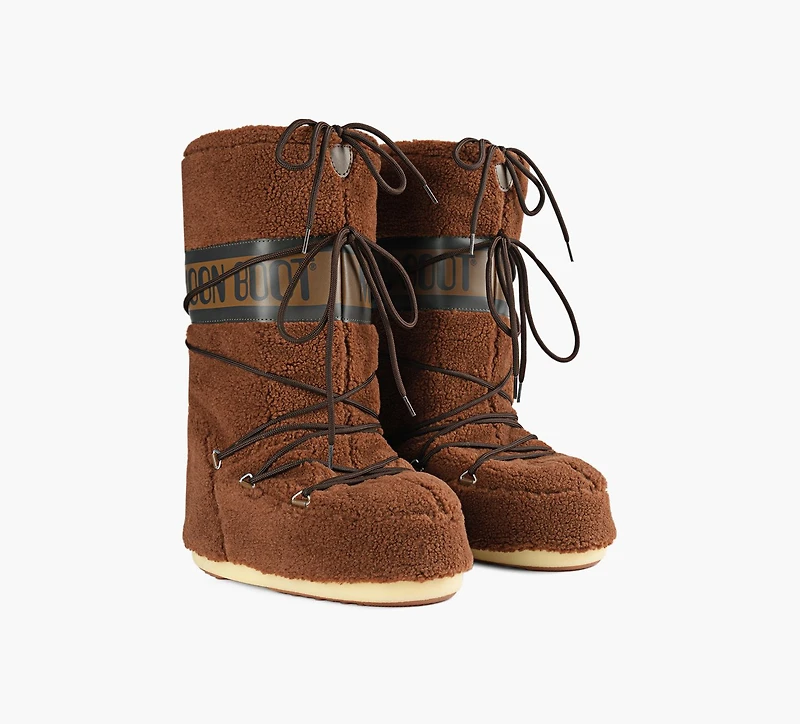 MOON BOOT | BOTTES ICON EN POLAIRE BRUN FEMMES