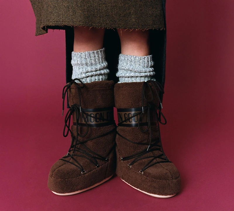 MOON BOOT | BOTTES ICON EN POLAIRE BRUN FEMMES