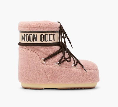 MOON BOOT | BOTTE ICON LOW EN POLAIRE ROSE PALE FEMMES