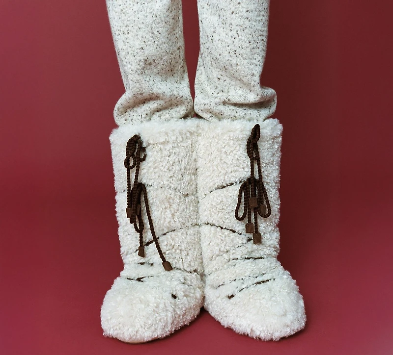 MOON BOOT | BOTTE ICON EXTRA BOUCLÉ BEIGE FEMMES