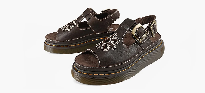 DR. MARTENS | SANDALES DUNNET FLOWER BRUN FEMMES