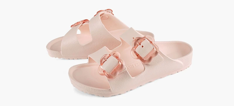 BIRKENSTOCK | ARIZONA À BOUCLE FLEUR ROSE PALE GRAND ENFANT FILLE