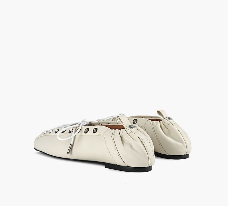 GANNI | BALLERINE AVEC ŒILLETS À LACER BEIGE FEMMES
