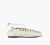 GANNI | BALLERINE AVEC ŒILLETS À LACER BEIGE FEMMES