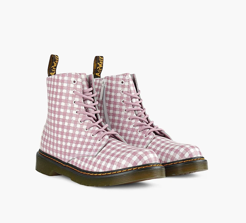 DR. MARTENS | BOTTES 1460 GINGHAM BLANC GRAND ENFANT FILLE