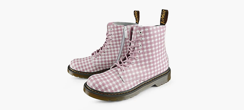 DR. MARTENS | BOTTES 1460 GINGHAM | BLANC | GRAND ENFANT FILLE