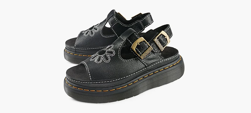 DR. MARTENS | SANDALES DUNNET FLOWER NOIR FEMMES