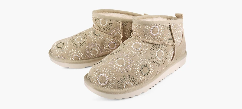 UGG | CLASSIC ULTRA MINI SUN STITCH | BEIGE | GRAND ENFANT FILLE