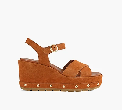 SOREL | SANDALE COMPENSÉE À BRIDE CHEVILLE SUNPEAK RVT TAN FEMMES