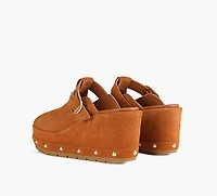 SOREL | SANDALE COMPENSÉE SUNPEAK RVT TAN FEMMES