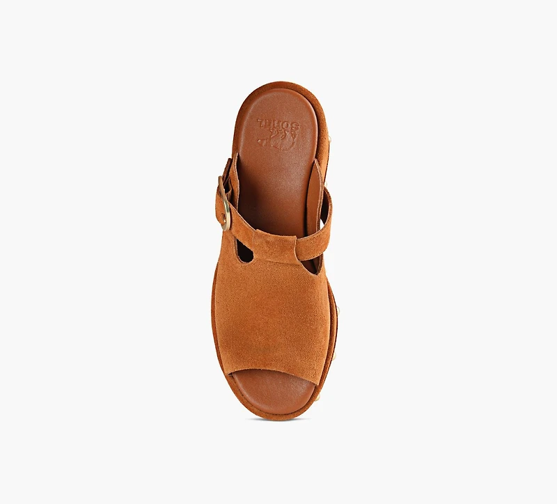 SOREL | SANDALE COMPENSÉE SUNPEAK RVT TAN FEMMES
