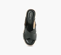 MICHAEL KORS | SANDALE COMPENSÉE KENZIE NOIR FEMMES