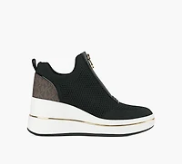 MICHAEL KORS | BASKET COMPENSÉE TRICOT EXTENSIBLE ET FERMETURE ÉCLAIR EMMY NOIR FEMMES