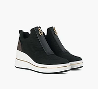 MICHAEL KORS | BASKET COMPENSÉE TRICOT EXTENSIBLE ET FERMETURE ÉCLAIR EMMY NOIR FEMMES