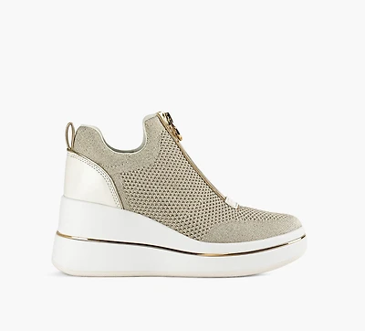 MICHAEL KORS | BASKET COMPENSÉE TRICOT EXTENSIBLE ET FERMETURE ÉCLAIR EMMY OR FEMMES