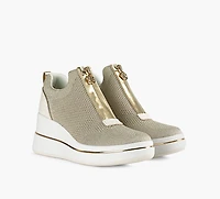 MICHAEL KORS | BASKET COMPENSÉE TRICOT EXTENSIBLE ET FERMETURE ÉCLAIR EMMY OR FEMMES
