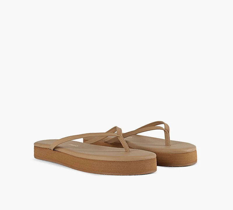 TKEES | TONG À PLATEFORME LILY BEIGE FEMMES