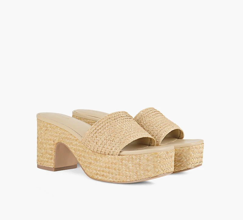 VINCE | SANDALE CLARITA RAFFIA BEIGE FEMMES