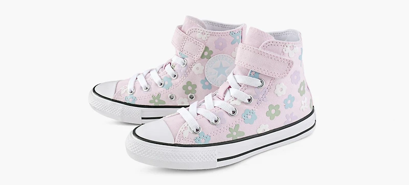 CONVERSE | CHUCK TAYLOR ALL STAR EASY-ON FLEURS EN BULLE ROSE PALE GRAND ENFANT FILLE
