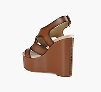 MICHAEL KORS | SANDALE COMPENSÉE RAVEN TAN FEMMES