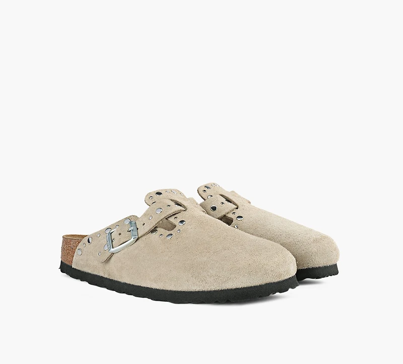 BIRKENSTOCK | BOSTON À RIVETS TAUPE FEMMES