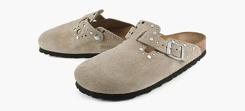 BIRKENSTOCK | BOSTON À RIVETS TAUPE FEMMES