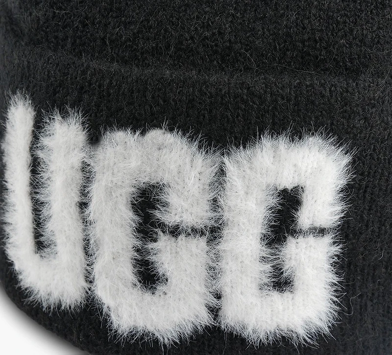 UGG | TUQUE FUZZY À LOGO | NOIR | UNISEXE