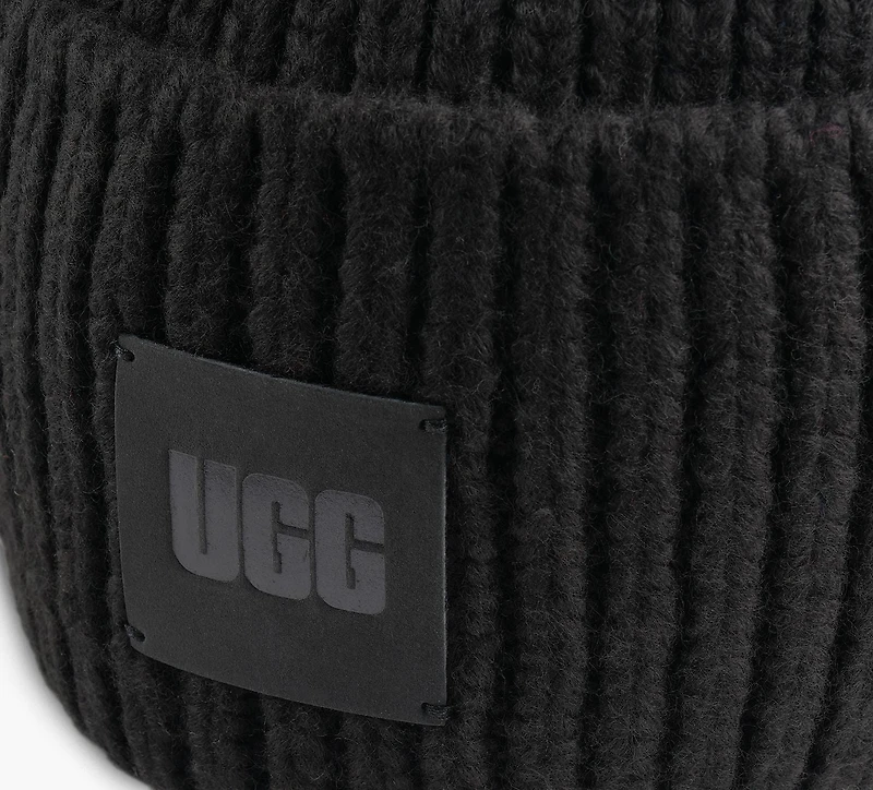 UGG | TUQUE CÔTELÉE À BORD LARGE | NOIR | UNISEXE